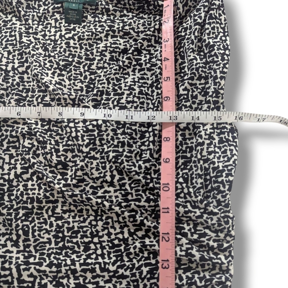 Lauren Ralph Lauren Black White Printed Ruched A Line Jersey Knit Dress Size 8 - Picture 7 of 12